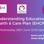 Understanding Education Health and Care Plan (EHCP's). Wednesday 26th June 12pm to 2pm. Pinpoint logo. Smart Bright Training logo. Pinpoint Website. Karen and Sara from Smart Bright Training